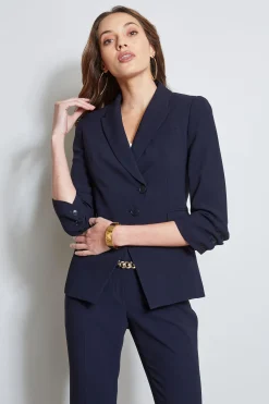Elie Tahari Jackets & Blazers-3 Button Ruched Sleeve Blazer STARGAZER