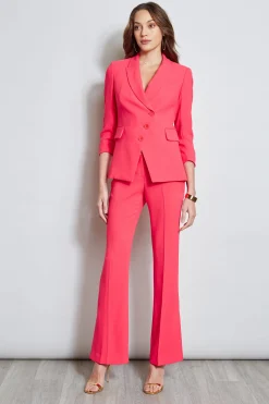 Elie Tahari Jackets & Blazers-3 Button Ruched Sleeve Blazer WILDSTRAWBERRY
