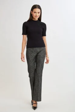 Elie Tahari Tops & Sweaters|Suiting-Beaded Rib Sweater BLACK