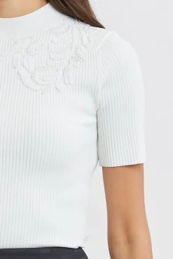 Elie Tahari Tops & Sweaters|Suiting-Beaded Rib Sweater PEARL