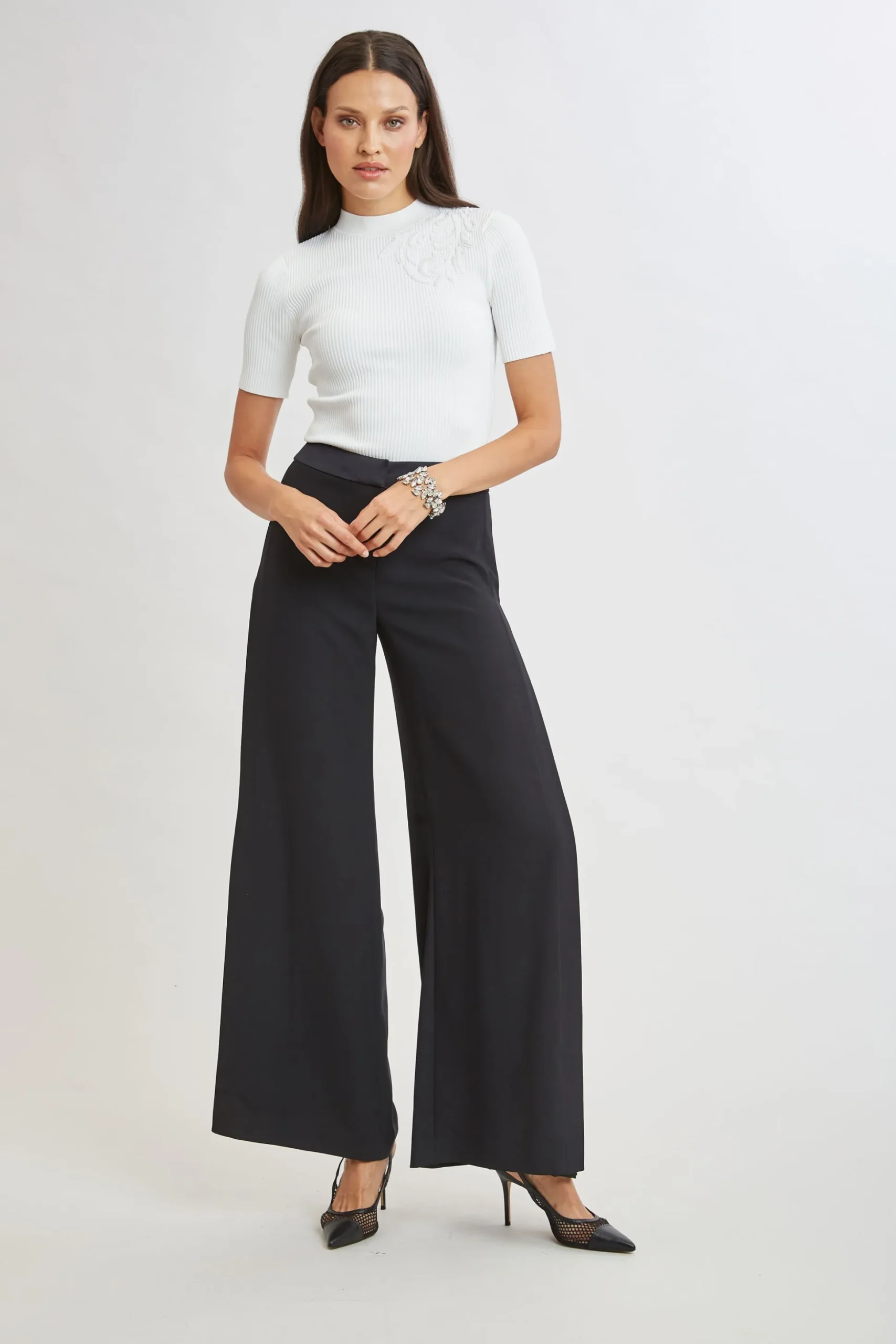 Elie Tahari Tops & Sweaters|Suiting-Beaded Rib Sweater PEARL