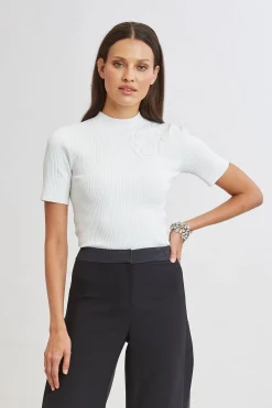 Elie Tahari Tops & Sweaters|Suiting-Beaded Rib Sweater PEARL