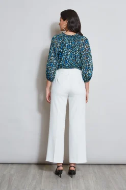 Elie Tahari Bottoms-Belted Crepe Pant SkyWhite