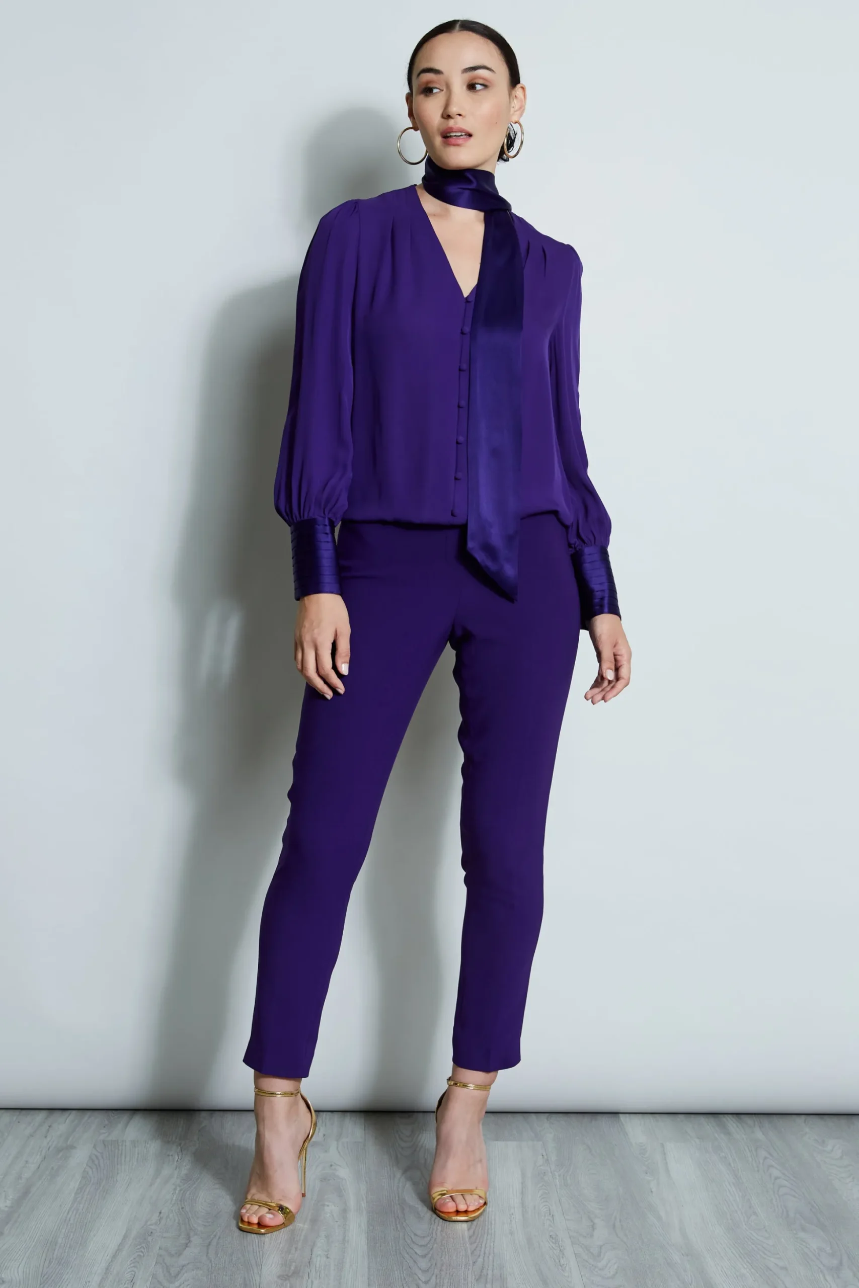 Elie Tahari Tops & Sweaters-Blouson Satin Tie Shirt WINTERPLUM