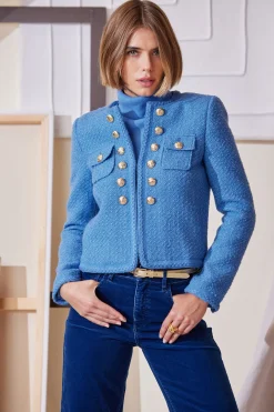 Elie Tahari Jackets & Blazers-Boucle Button Jacket CLOUDBLUE