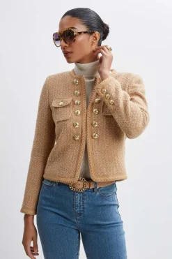 Elie Tahari Jackets & Blazers-Boucle Button Jacket TOFFEE