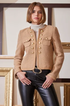 Elie Tahari Jackets & Blazers-Boucle Button Jacket TOFFEE