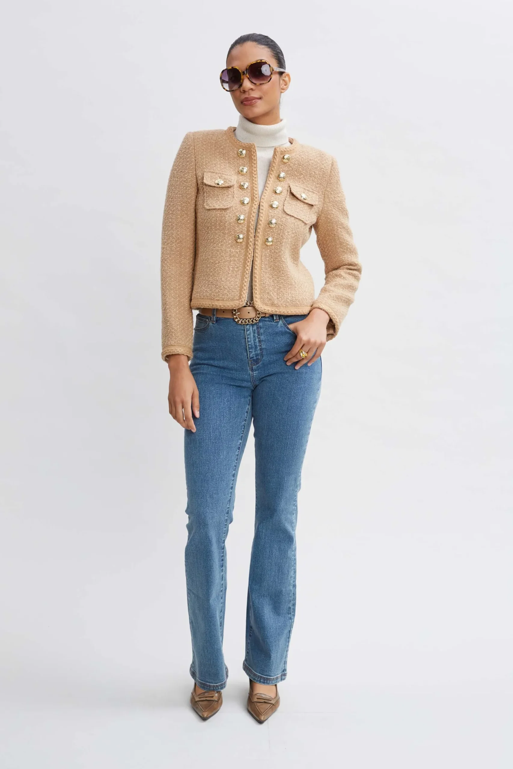 Elie Tahari Jackets & Blazers-Boucle Button Jacket TOFFEE