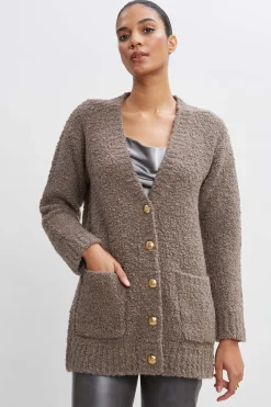 Elie Tahari Tops & Sweaters-Boucle Merino Cardigan PORCINI