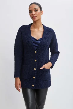 Elie Tahari Tops & Sweaters-Boucle Merino Cardigan MIDNIGHT