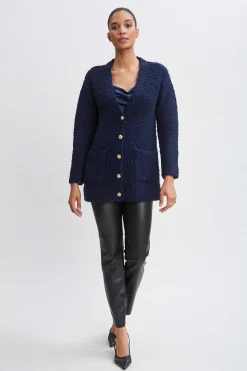 Elie Tahari Tops & Sweaters-Boucle Merino Cardigan MIDNIGHT