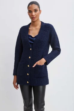 Elie Tahari Tops & Sweaters-Boucle Merino Cardigan MIDNIGHT