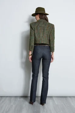 Elie Tahari Jackets & Blazers-Boucle Tweed Cropped Jacket OLIVEMULTI