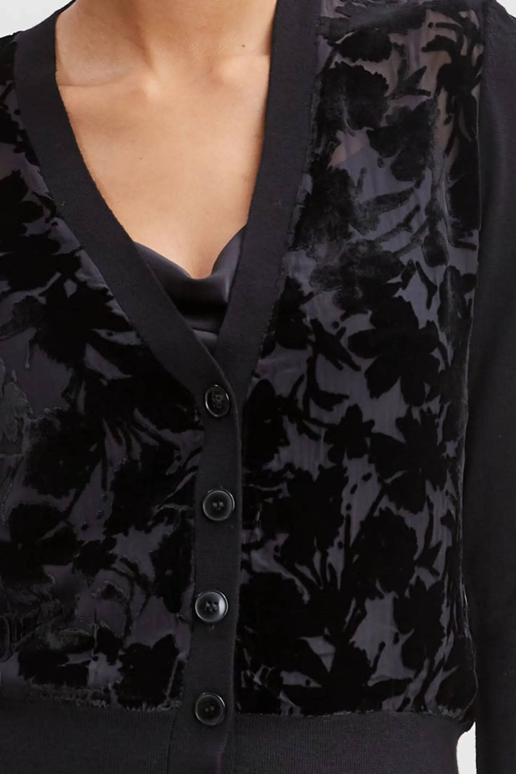 Elie Tahari Tops & Sweaters-Burnout Velvet Cardigan BLACK