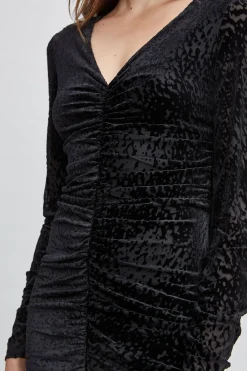 Elie Tahari Dresses & Jumpsuits-Burnout Velvet Ruched Dress BLACK