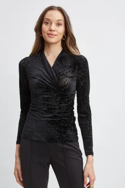 Elie Tahari Tops & Sweaters-Burnout Velvet Ruched Knit BLACK
