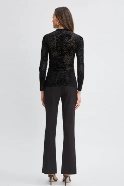 Elie Tahari Tops & Sweaters-Burnout Velvet Ruched Knit BLACK