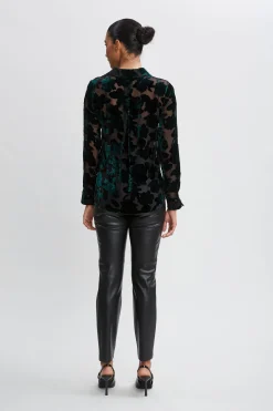 Elie Tahari Tops & Sweaters-Burnout Velvet Shirt FORESTGREEN