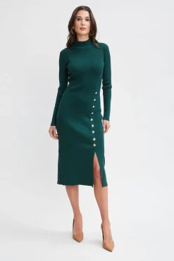 Elie Tahari Dresses & Jumpsuits|Long Sleeve Dresses-Button Sweater Dress JUNIPER