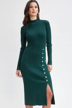 Elie Tahari Dresses & Jumpsuits|Long Sleeve Dresses-Button Sweater Dress JUNIPER