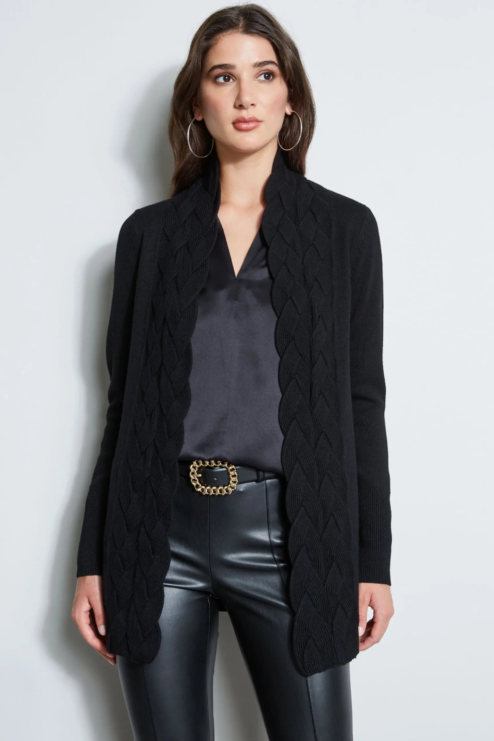 Elie Tahari Tops & Sweaters-Cable Cardigan BLACK