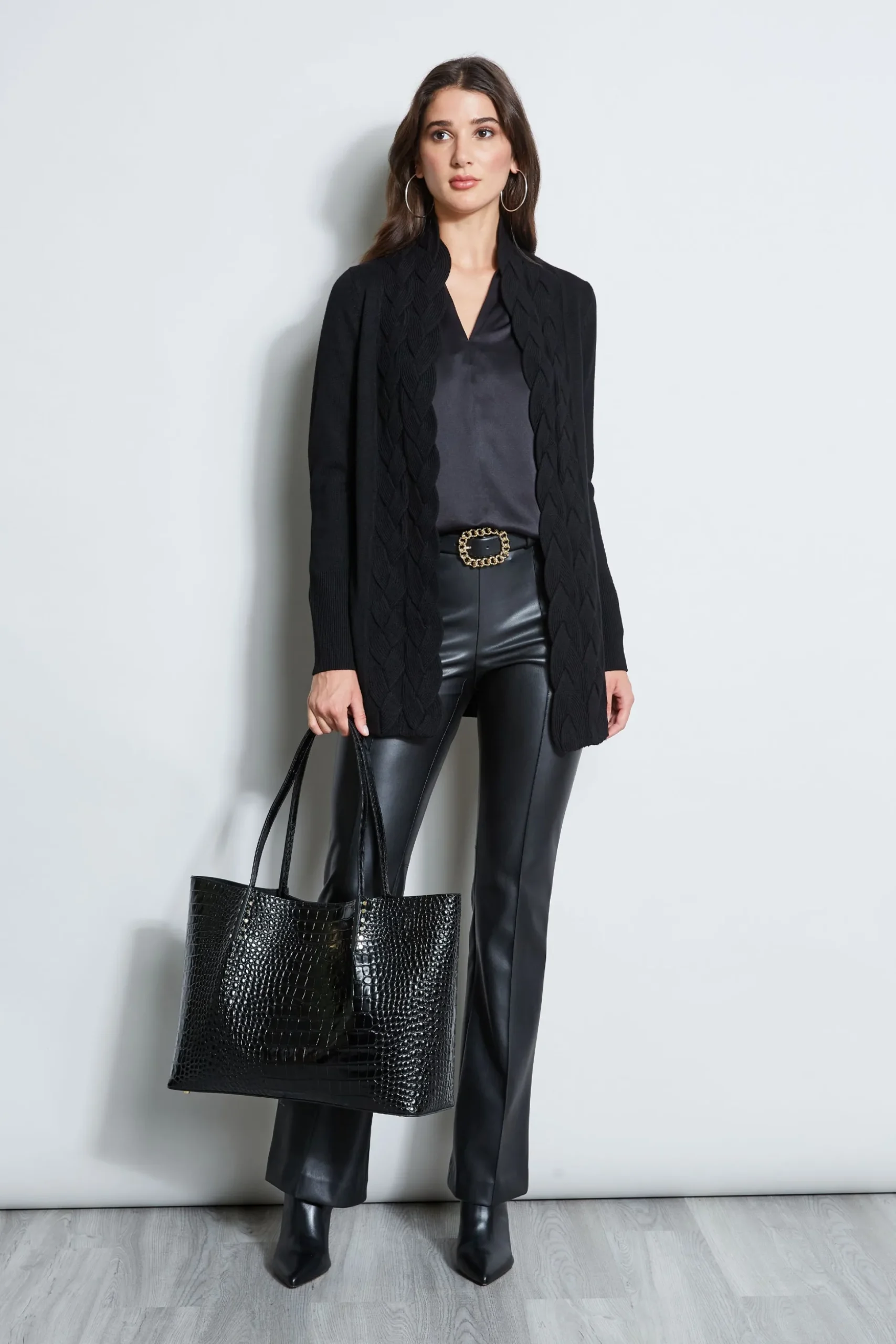 Elie Tahari Tops & Sweaters-Cable Cardigan BLACK