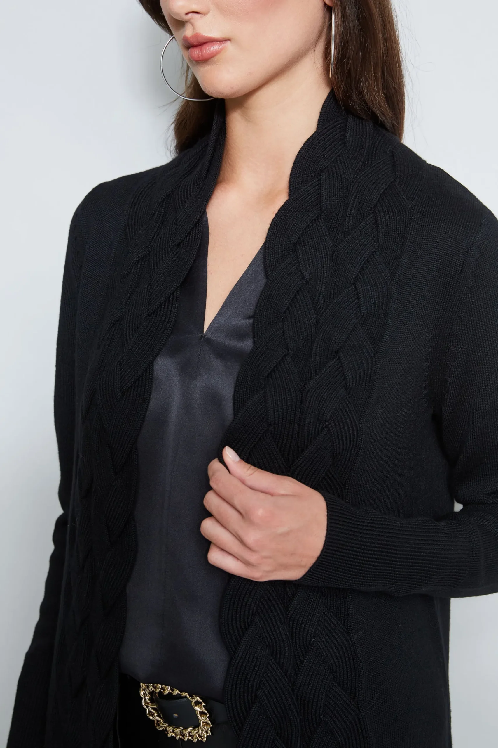 Elie Tahari Tops & Sweaters-Cable Cardigan BLACK