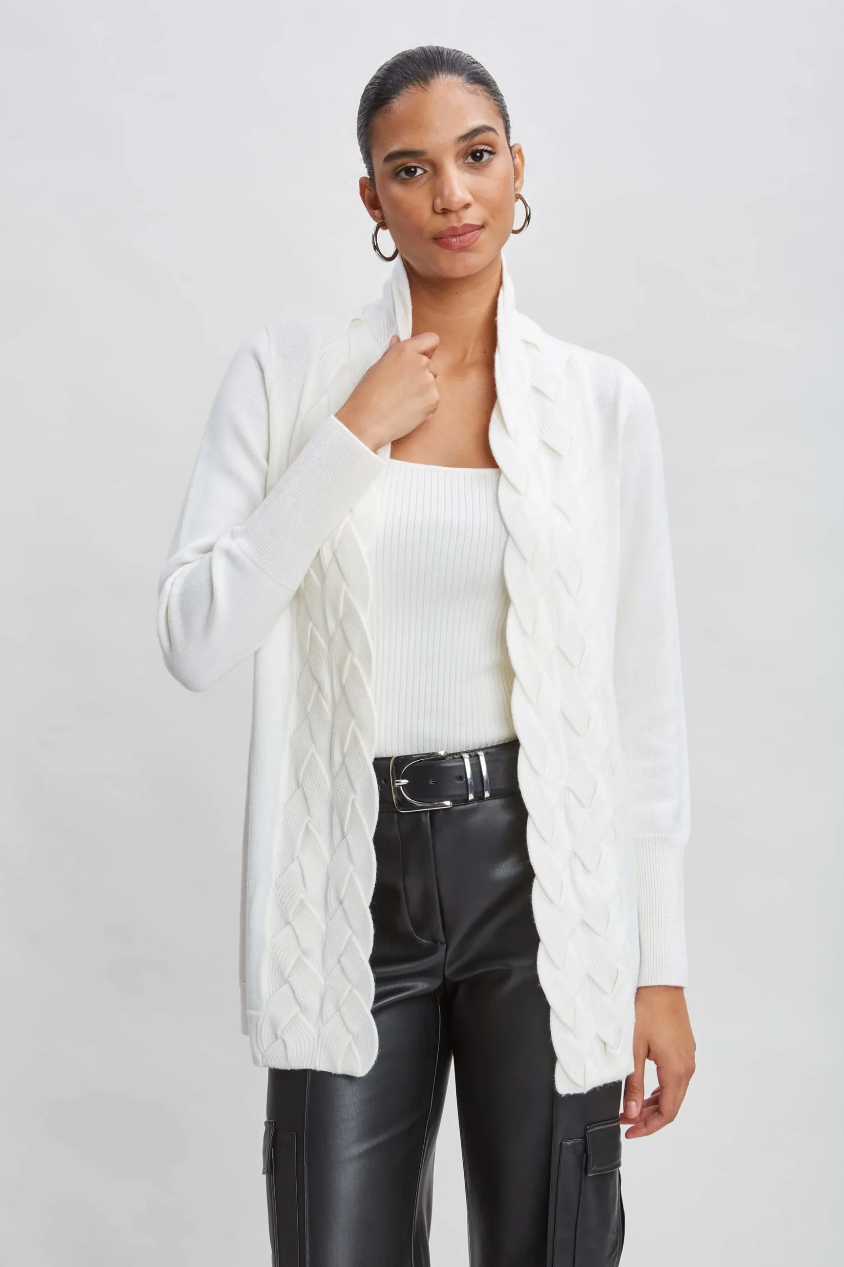 Elie Tahari Tops & Sweaters-Cable Cardigan SNOW