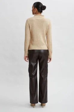 Elie Tahari Tops & Sweaters-Cable Front Cotton Merino Sweater TOFFEEMELANGE