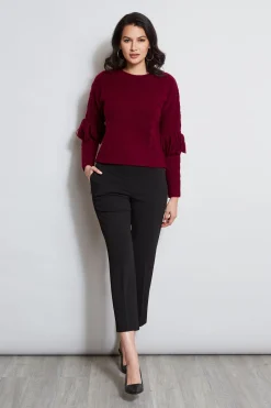 Elie Tahari Tops & Sweaters-Cable Knit Fringe Sweater MULBERRY