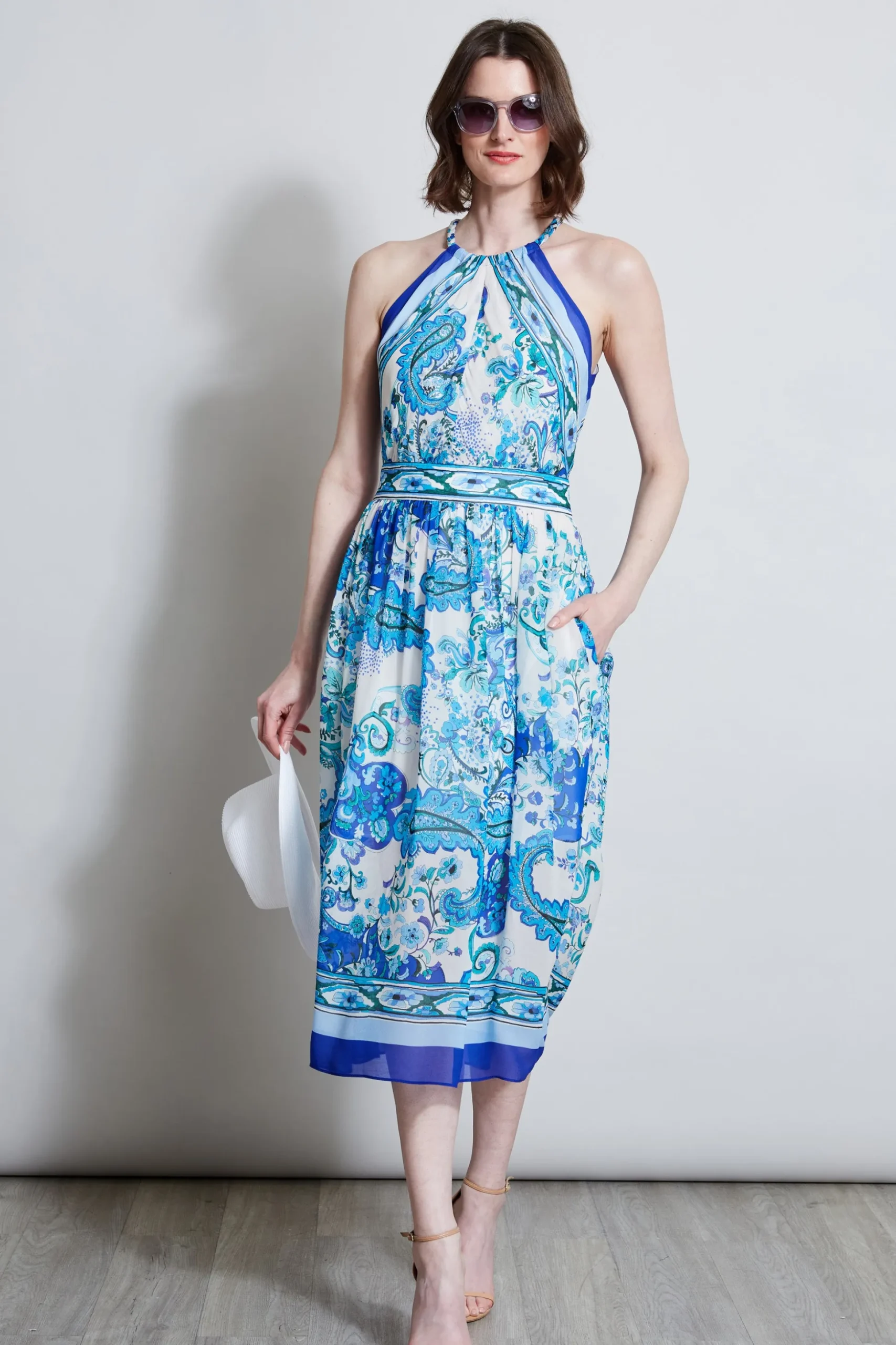 Elie Tahari Midi Dresses|Dresses & Jumpsuits-Calypso Halter Dress MULTI