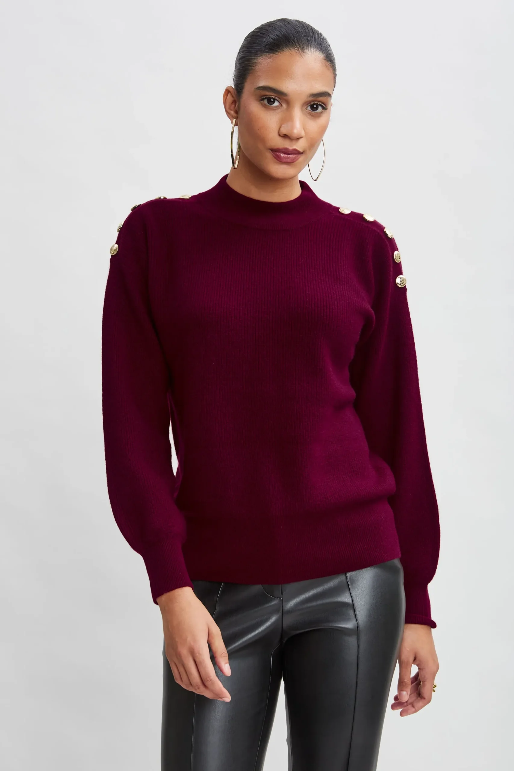 Elie Tahari Tops & Sweaters-Cashmere Button Sweater CRANBERRY