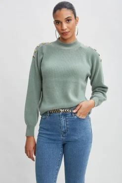 Elie Tahari Tops & Sweaters-Cashmere Button Sweater SILVERSPRUCE