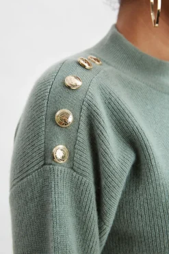 Elie Tahari Tops & Sweaters-Cashmere Button Sweater SILVERSPRUCE