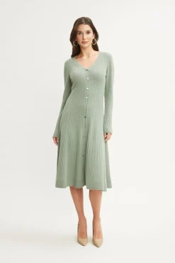 Elie Tahari Dresses & Jumpsuits|Long Sleeve Dresses-Cashmere Fit & Flare Dress SILVERSPRUCE