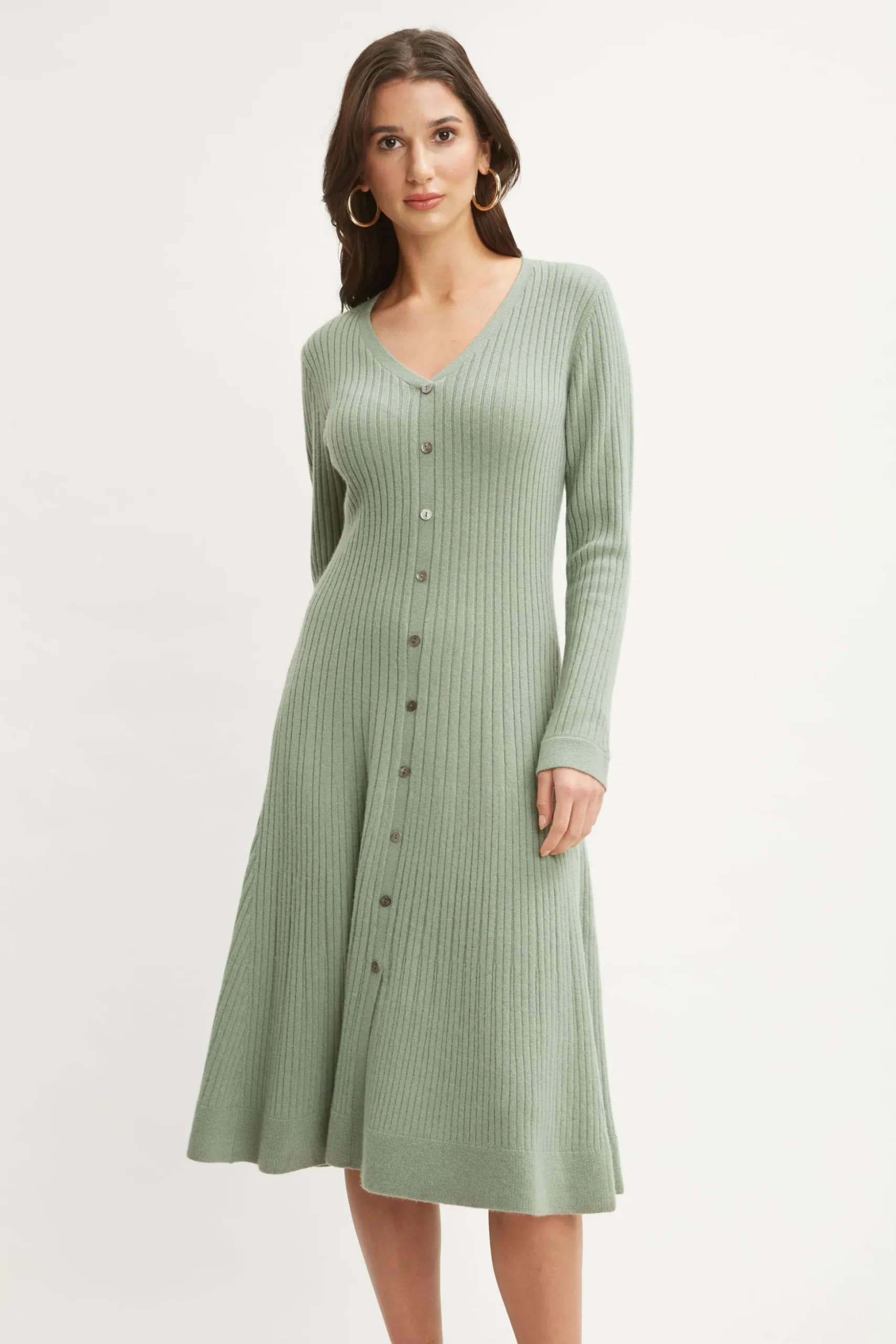 Elie Tahari Dresses & Jumpsuits|Long Sleeve Dresses-Cashmere Fit & Flare Dress SILVERSPRUCE
