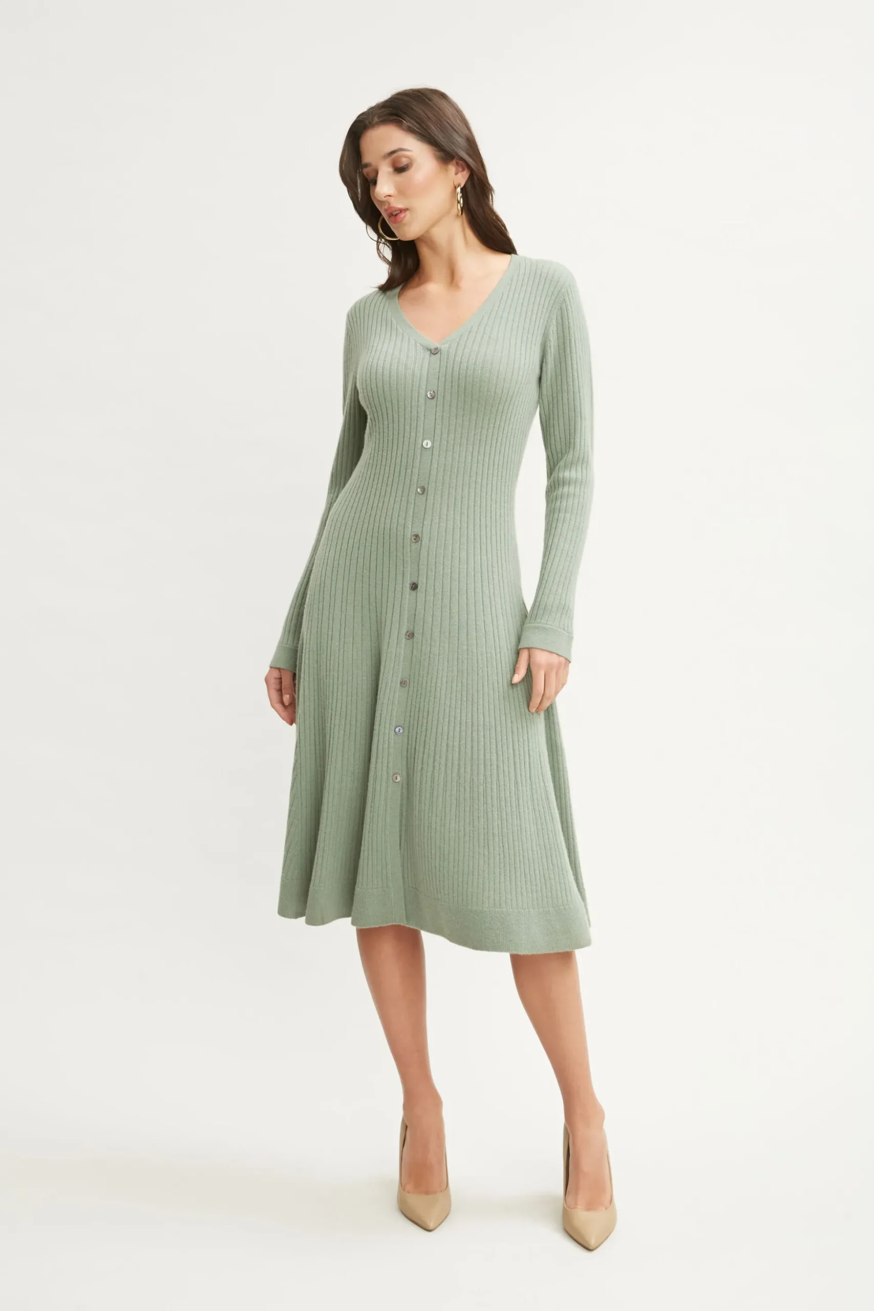 Elie Tahari Dresses & Jumpsuits|Long Sleeve Dresses-Cashmere Fit & Flare Dress SILVERSPRUCE