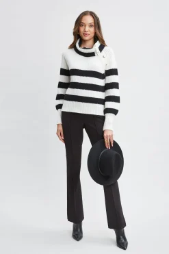 Elie Tahari Tops & Sweaters-Cashmere Stripe Sweater SKYWHITE/NOIR