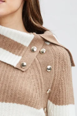 Elie Tahari Tops & Sweaters-Cashmere Stripe Sweater SADDLE/SKYWHITE