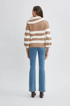 Elie Tahari Tops & Sweaters-Cashmere Stripe Sweater SADDLE/SKYWHITE