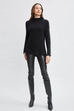 Elie Tahari Tops & Sweaters-Cashmere Whipstitch Sweater BLACK