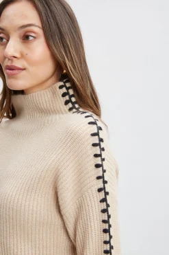 Elie Tahari Tops & Sweaters-Cashmere Whipstitch Sweater LIGHTSADDLE
