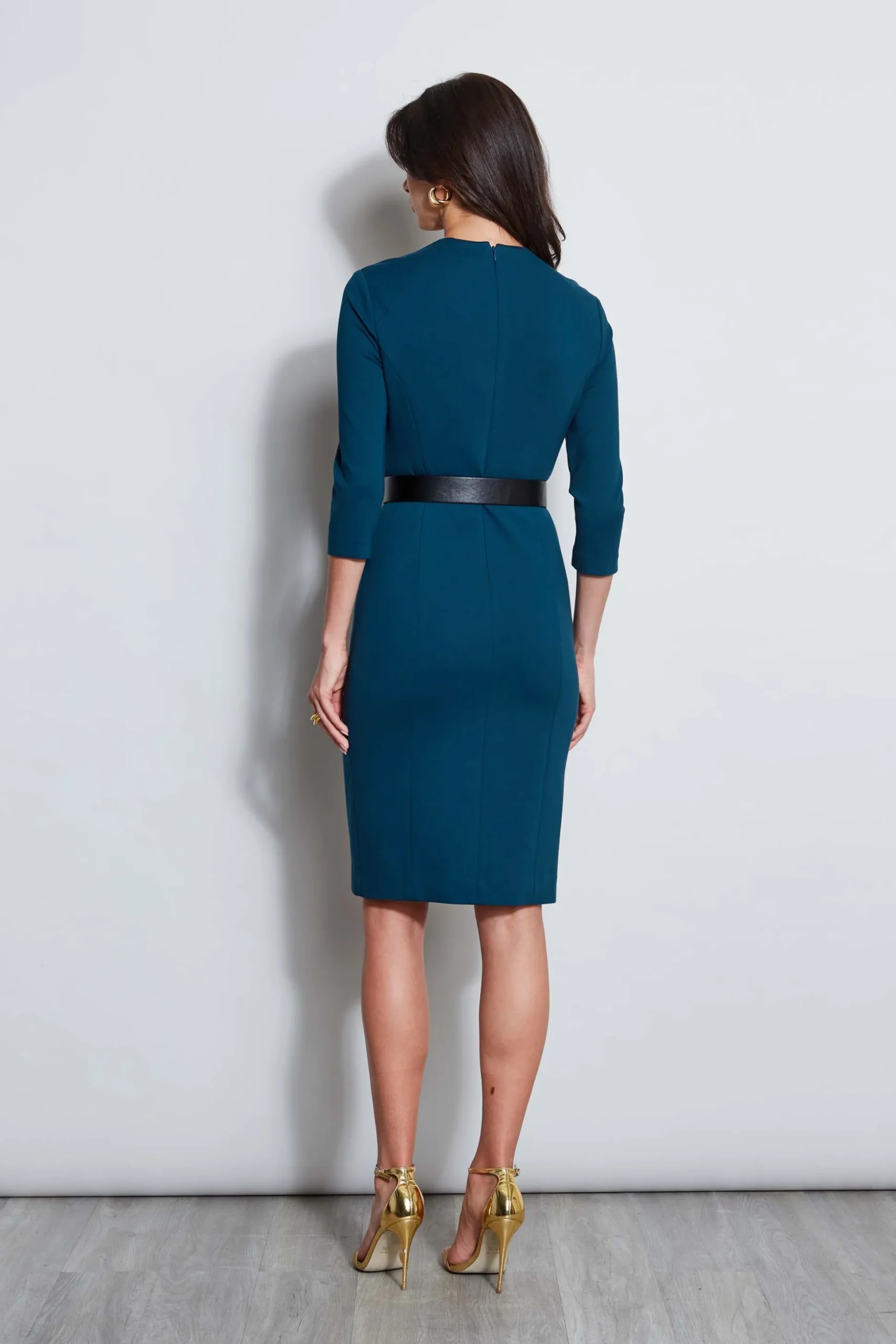 Elie Tahari Dresses & Jumpsuits|Long Sleeve Dresses-Chain Belt Dart Dress OCEAN
