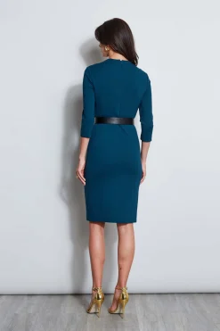 Elie Tahari Dresses & Jumpsuits|Long Sleeve Dresses-Chain Belt Dart Dress OCEAN