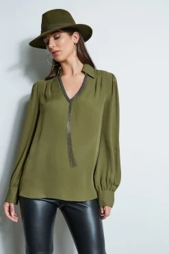 Elie Tahari Tops & Sweaters-Chain Collar Shirt THYME