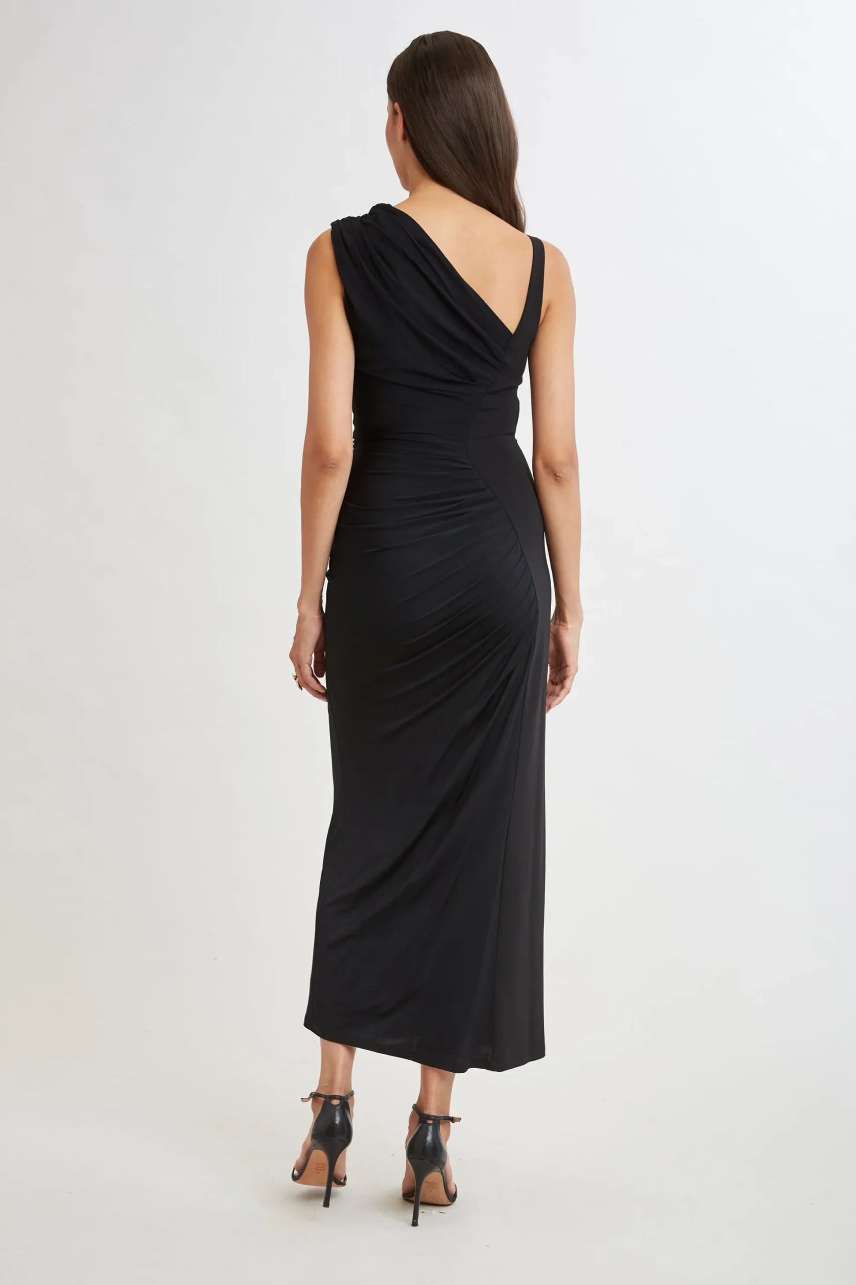 Elie Tahari Dresses & Jumpsuits|Sleeveless Dresses-Chain Detail Asymmetric Matte Jersey Dress BLACK