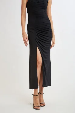 Elie Tahari Dresses & Jumpsuits|Sleeveless Dresses-Chain Detail Asymmetric Matte Jersey Dress BLACK
