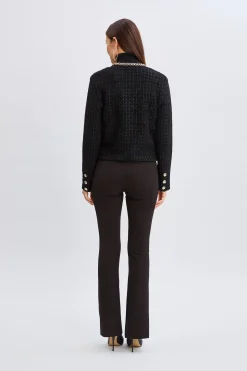 Elie Tahari Tops & Sweaters|Suiting-Chain Trim Metallic Cardigan NOIR/NOIRLUREX
