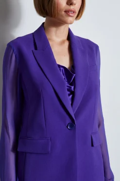 Elie Tahari Jackets & Blazers|Suiting-Chiffon Combo Crepe Blazer GRAPE