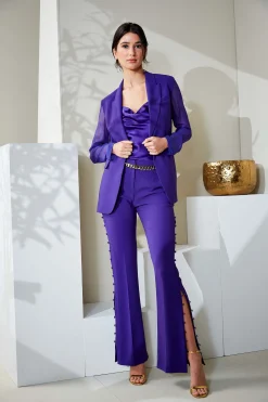 Elie Tahari Jackets & Blazers|Suiting-Chiffon Combo Crepe Blazer GRAPE